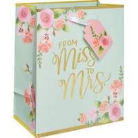 Small Paper Mint to Be Floral Gift Bag Front_Angled_Right