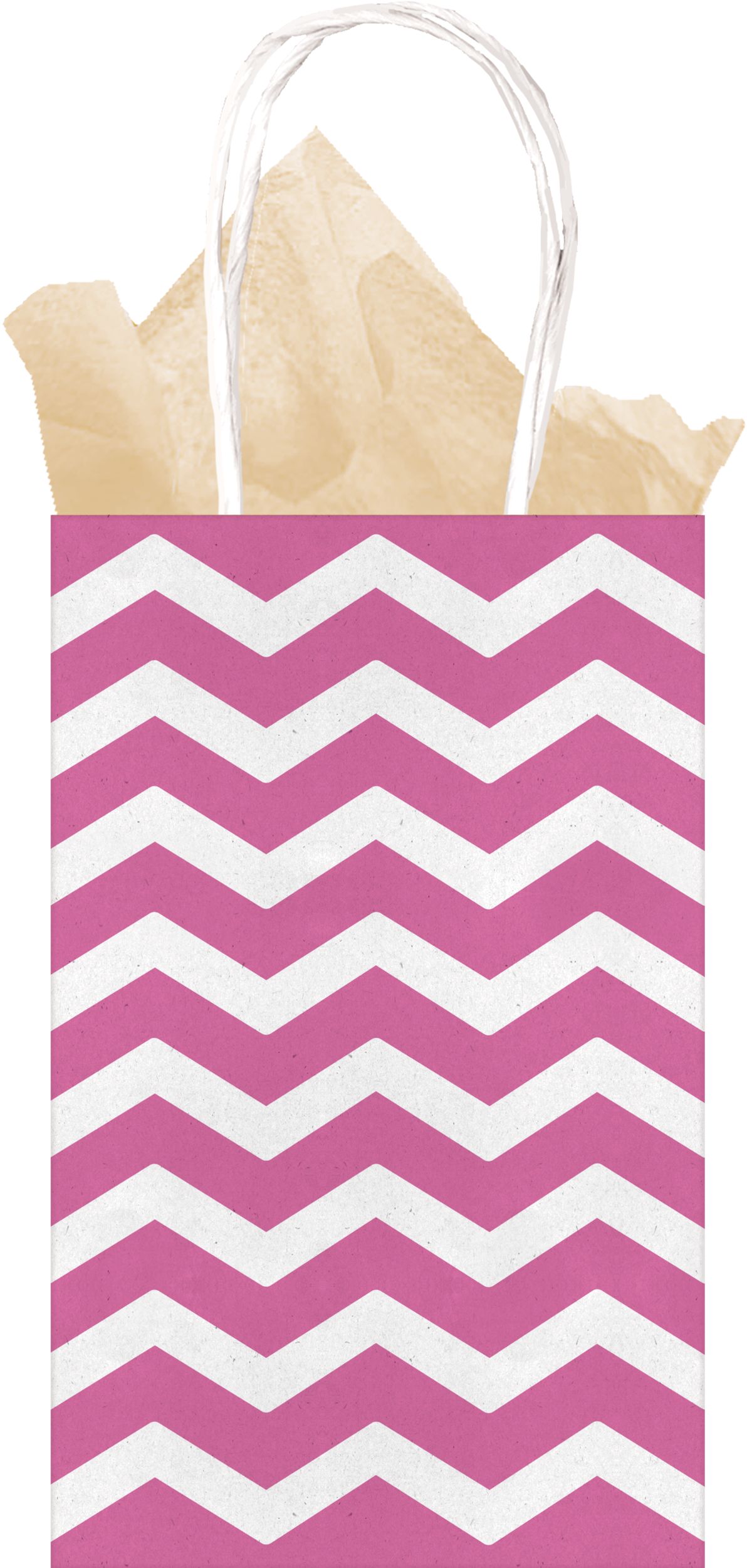 Sac-cadeau à motif de chevrons en papier kraft, moyen Front_Flat