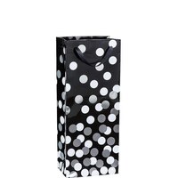 Metallic Dot Bottle Bag, Black/Silver/White