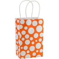 Mini sac-cadeau à pois orange Front_Angled_Right