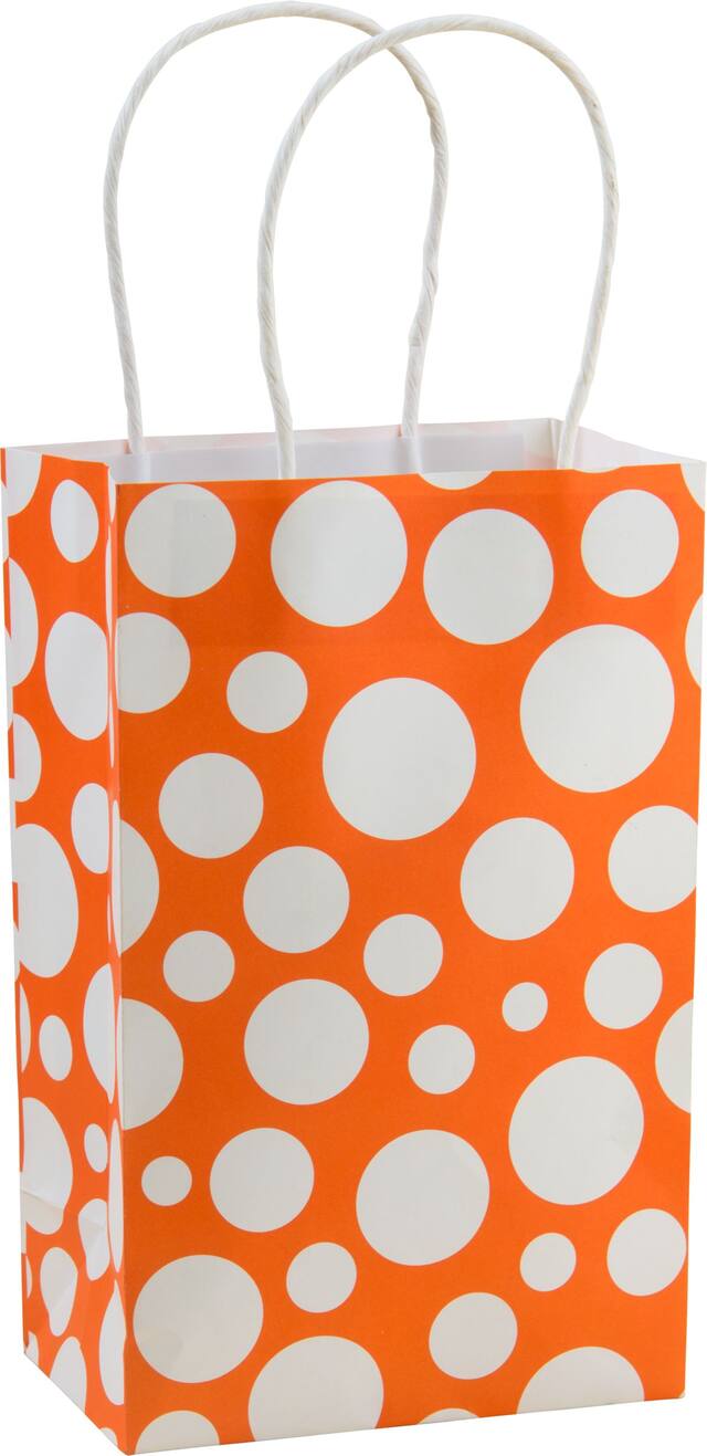 Mini sac-cadeau à pois orange Front_Angled_Right