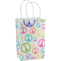 Petit sac en papier Kraft avec symbole de la paix, crème à la vanille Front_Angled_Right