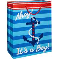 Striped Nautical Boy Baby Shower Gift Bag Front_Angled_Right