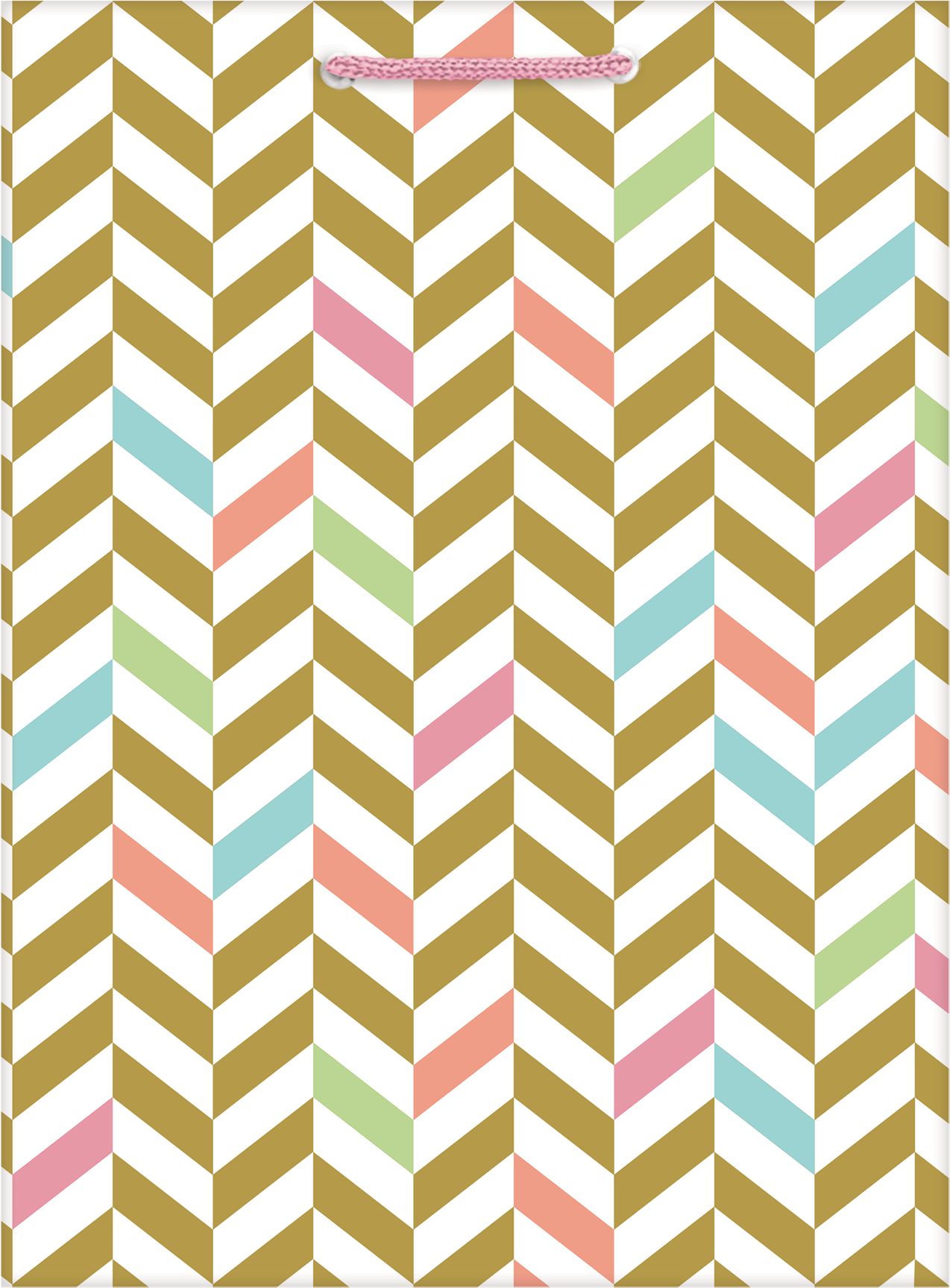 Pastel Gold Herringbone Gift Bag Front_Flat