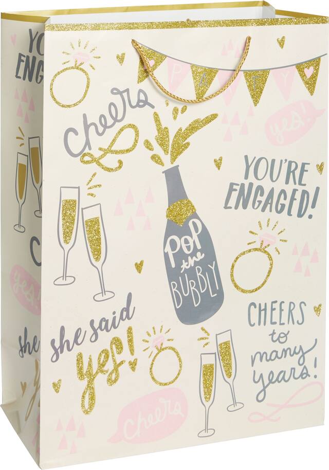 Glitter She Said Yes Gift Bag Front_Angled_Right