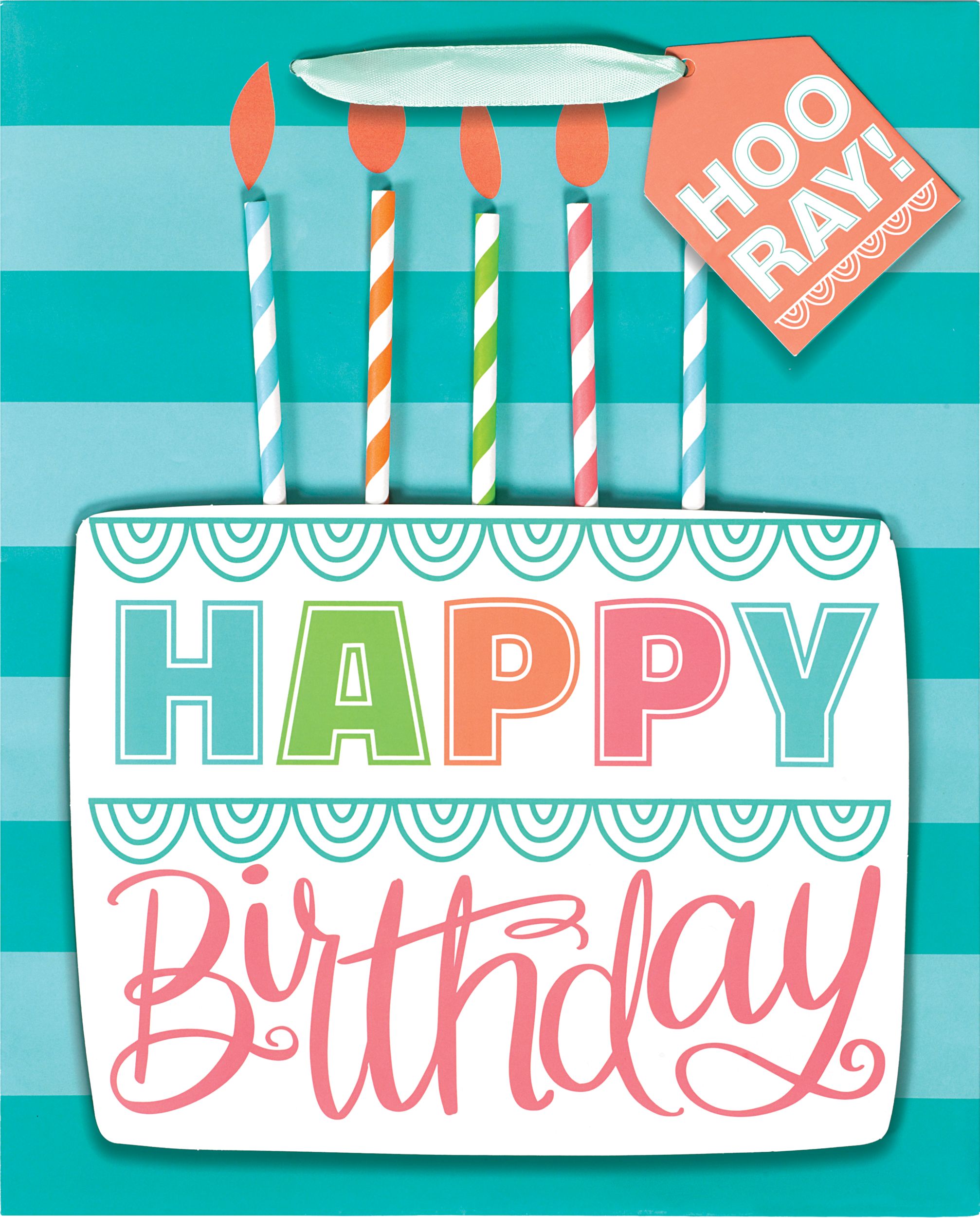 Medium Glossy 3D Birthday Cake Gift Bag Front_Flat