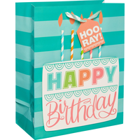 Sac-cadeau gâteau d'anniversaire 3D en papier glacé, moyen Front_Angled_Right