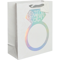 Medium Paper Iridescent Engagement Ring Gift Bag Front_Angled_Right