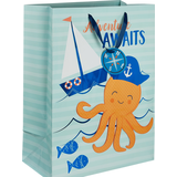 Large Glossy Nautical Adventure Awaits Gift Bag Front_Angled_Right