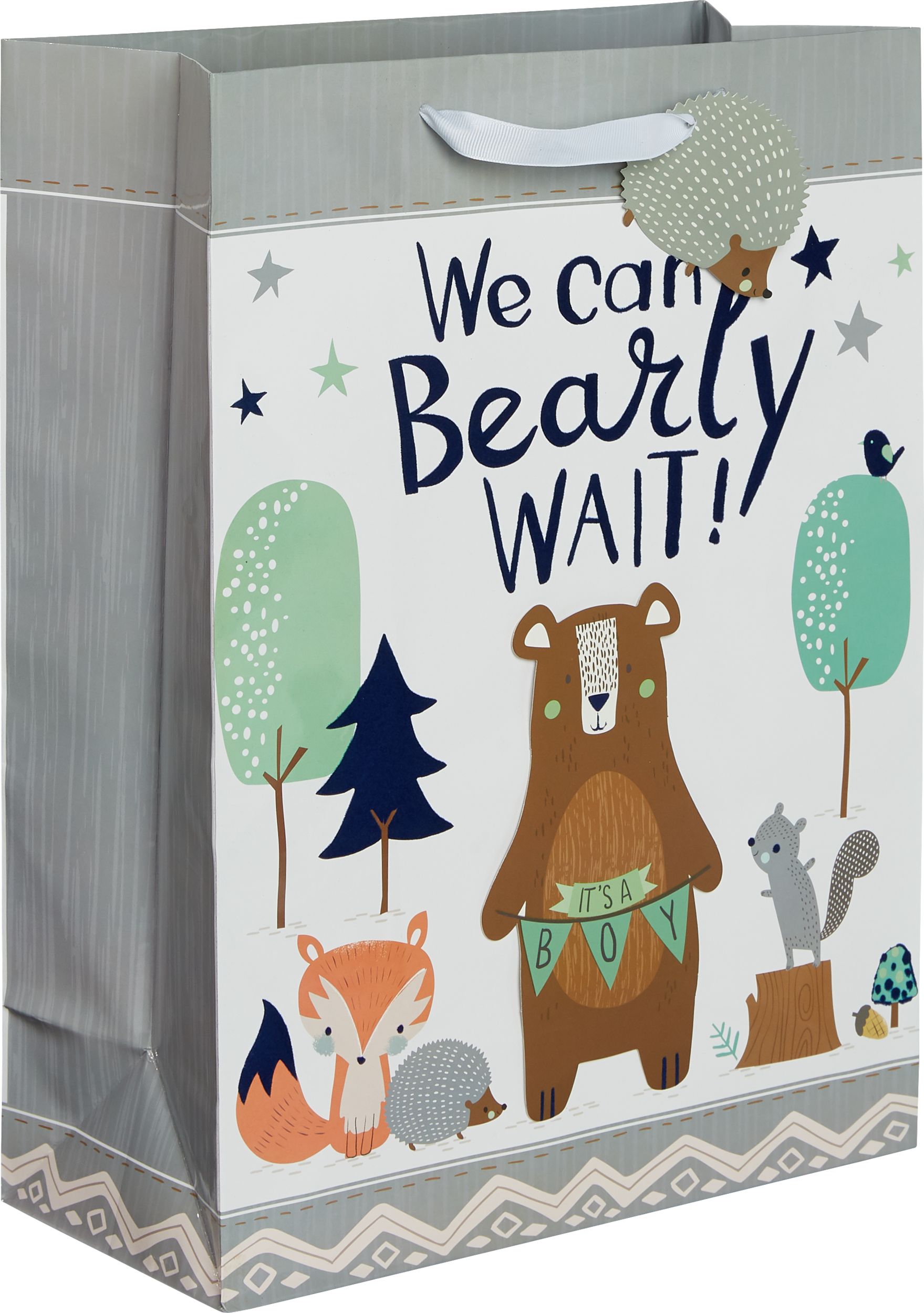 Large Glossy 3D Can Bearly Wait Gift Bag Front_Angled_Right