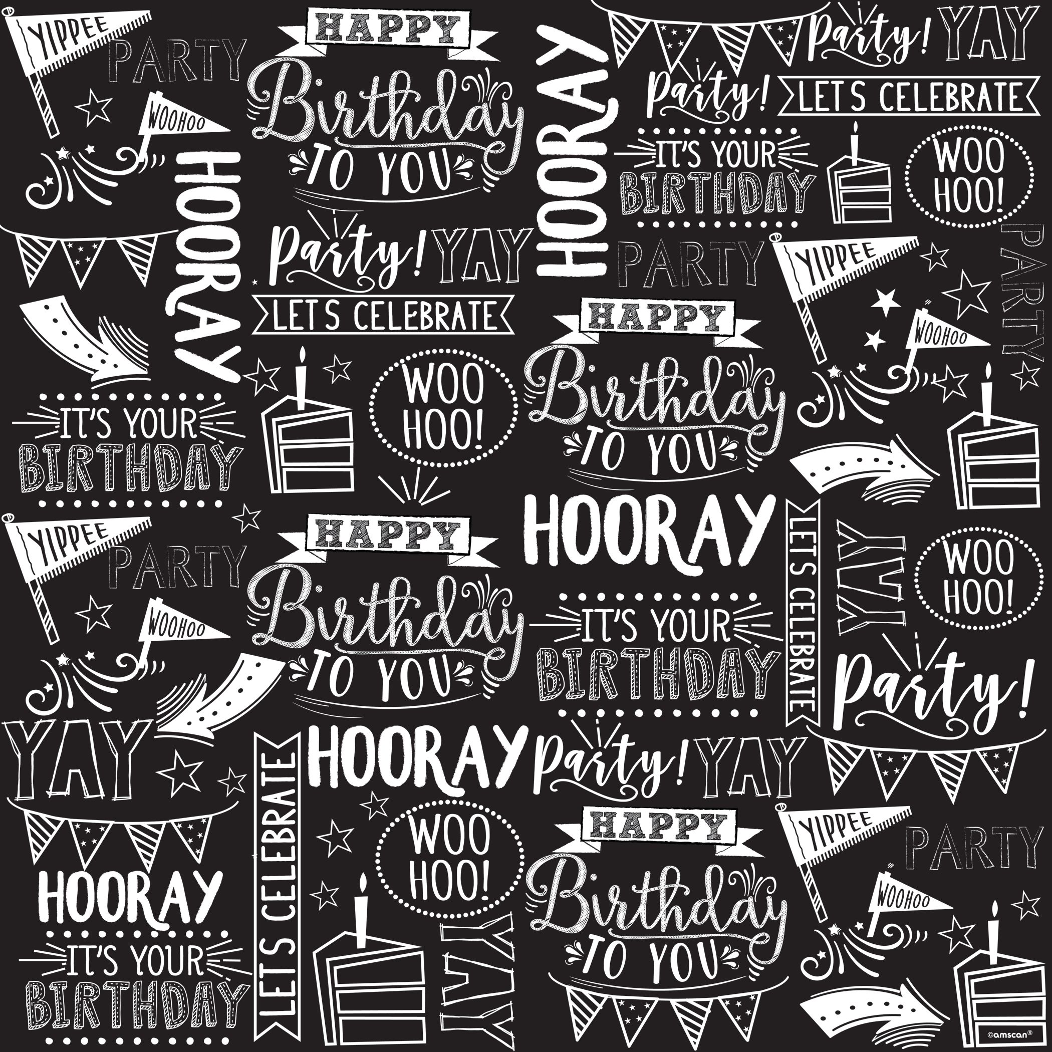 Black and White Expressions Birthday Gift Wrap CloseUp