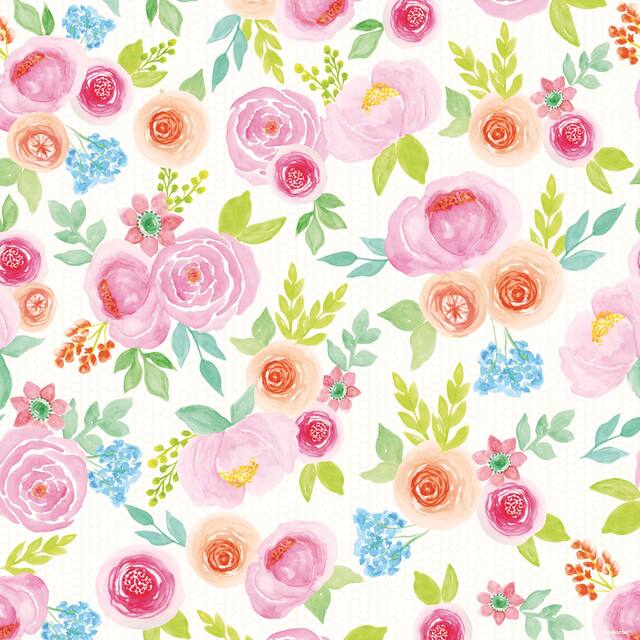 Gift Wrapping Paper, Pink, Floral, 16-ft, for Birthday/Baby Shower/Easter CloseUp