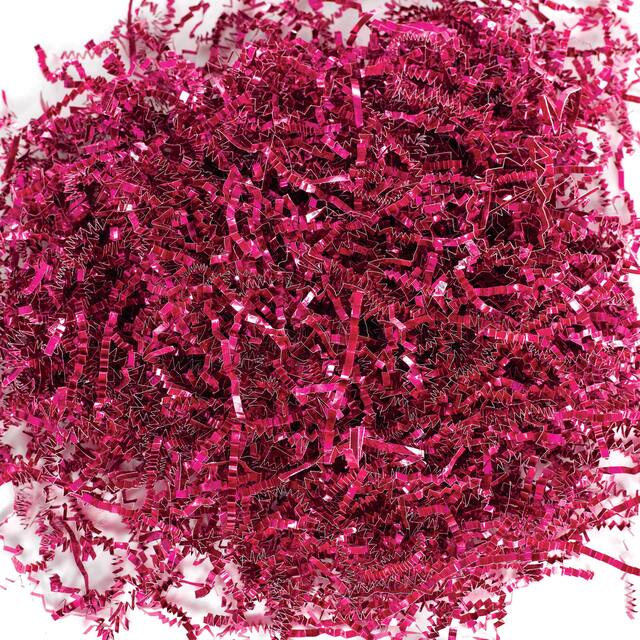 Metallic Pink Crinkle Paper Shreds Overhead_Flat