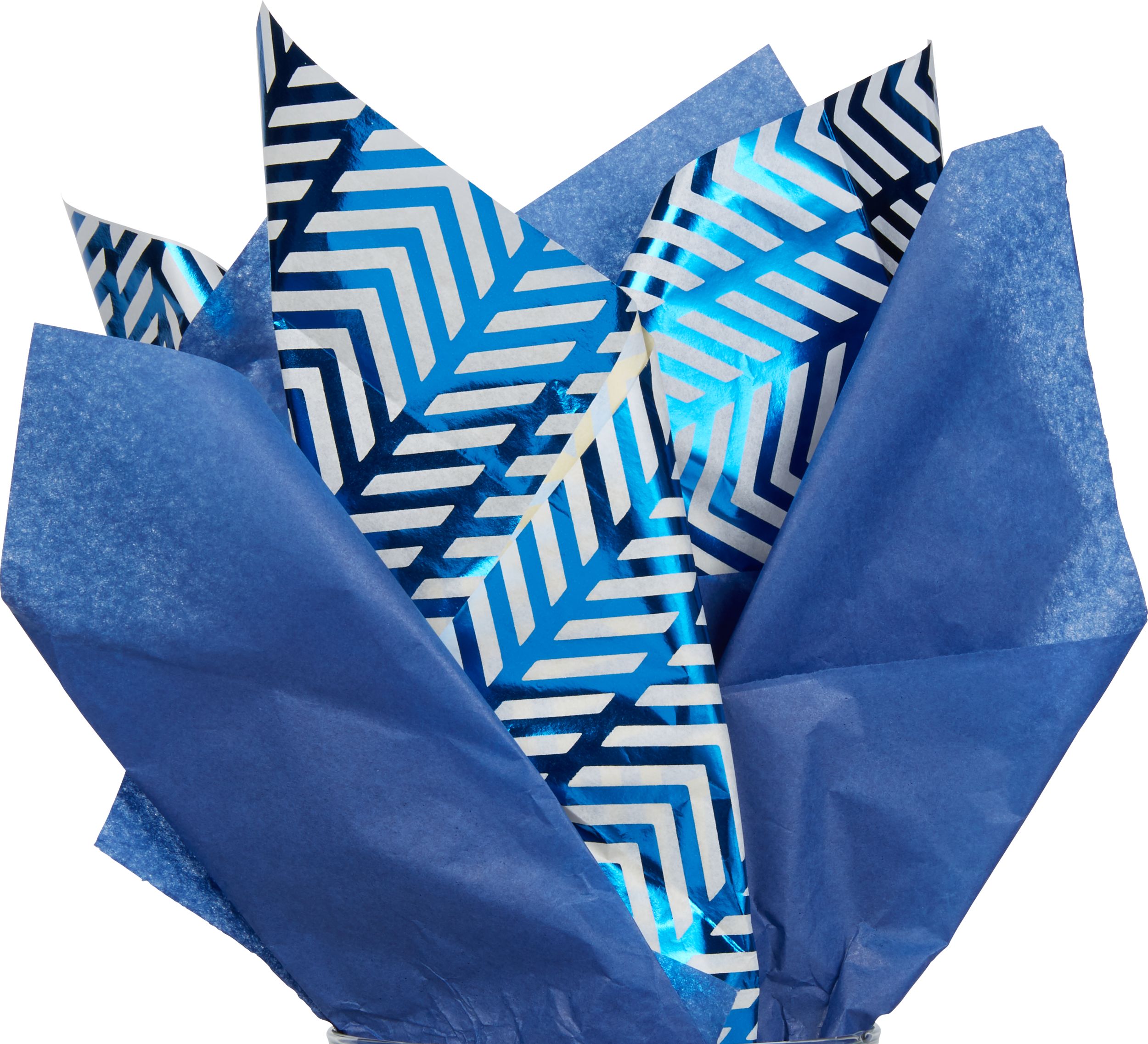 Metallic Blue Chevron Tissue Paper, 8-pk CloseUp
