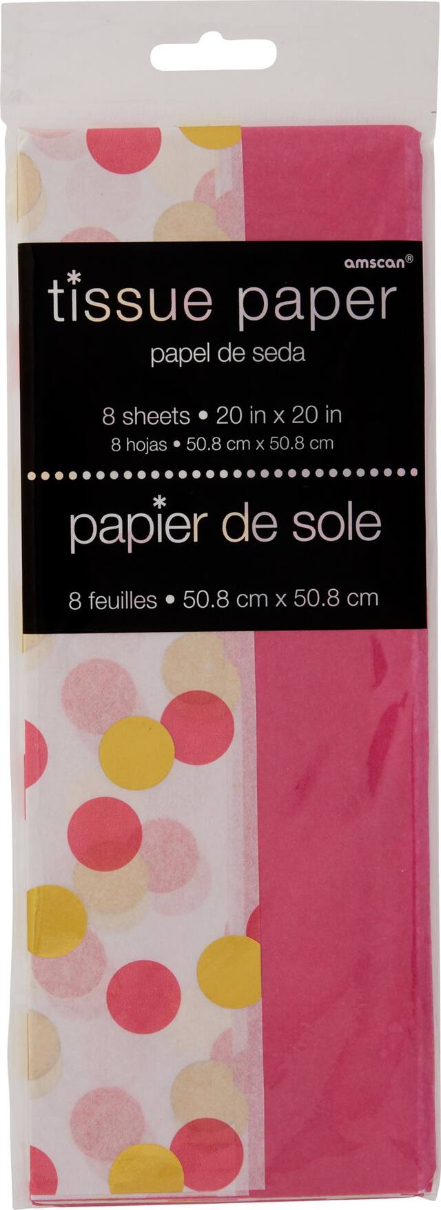 Metallic Gold and Pink Polka Dot Tissue Paper, 8-pk Front_Flat