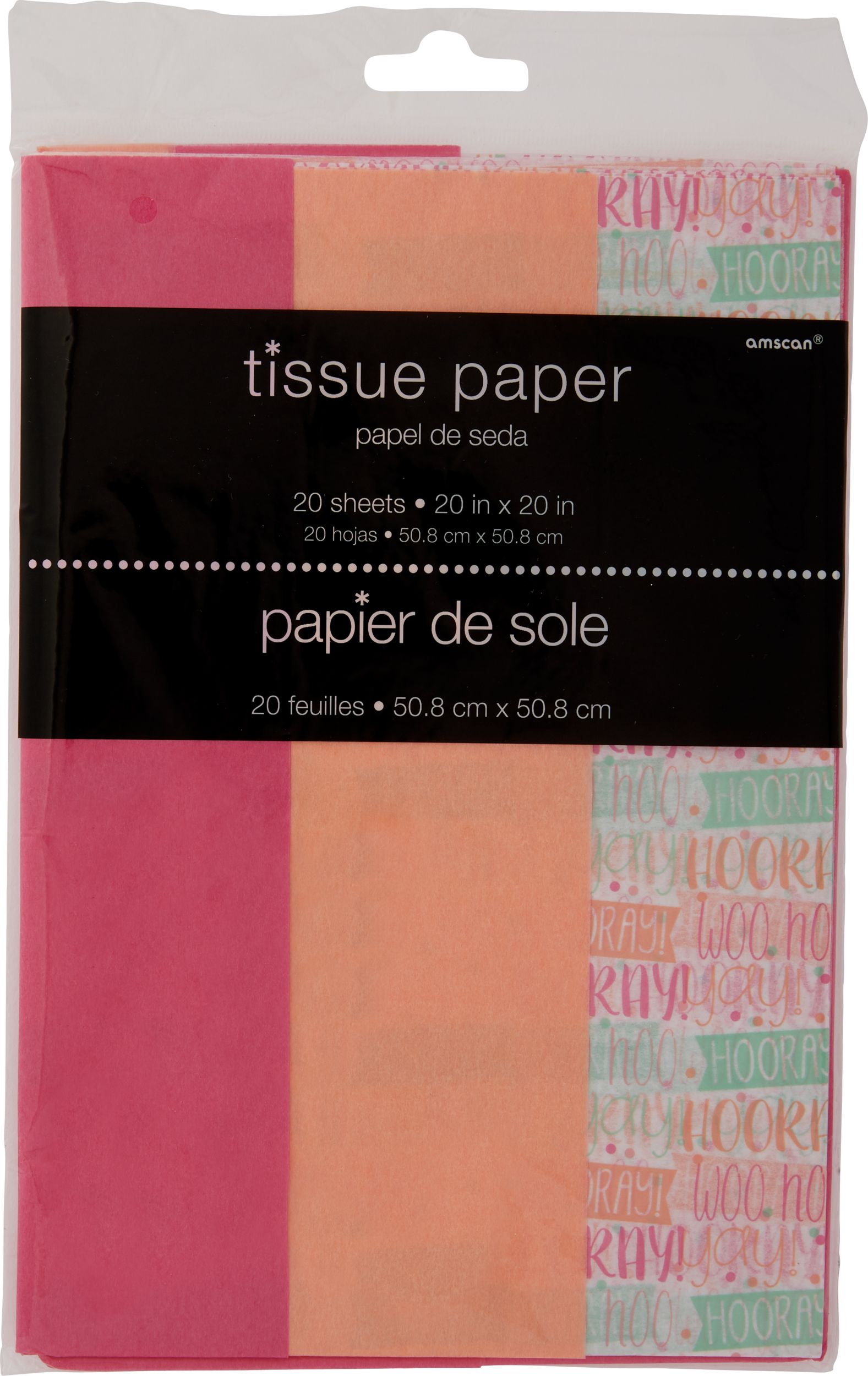 Pastel Hooray Tissue Paper, 20-pk Front_Flat
