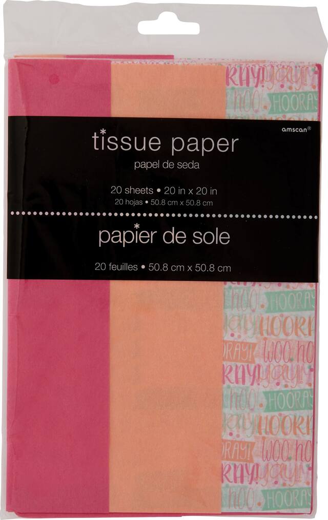 Pastel Hooray Tissue Paper, 20-pk Front_Flat