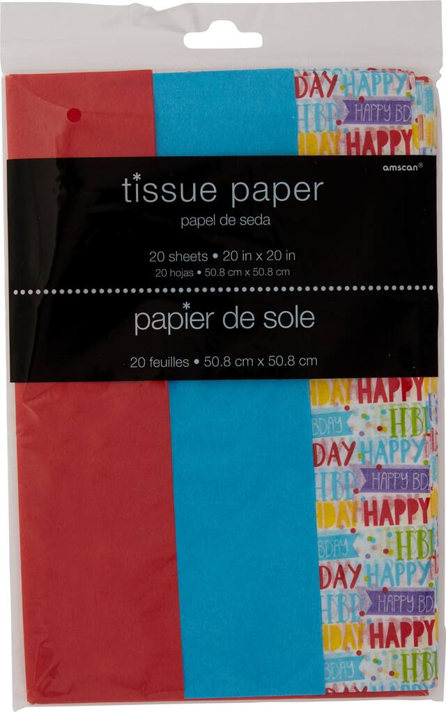 Rainbow Happy Birthday Tissue Paper, 20-pk Front_Flat