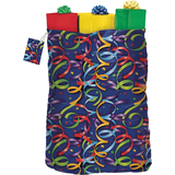 Reusable Gift Sack Bag with Tag, Blue/Red, Streamer, 11-in, for Birthday Party Front_Flat