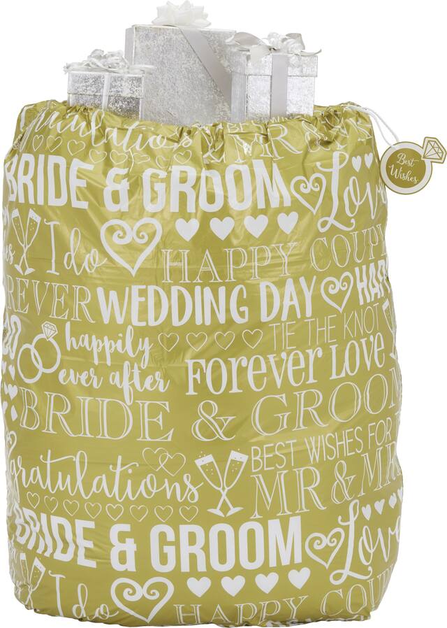 Sac-cadeau de mariage doré Front_Flat