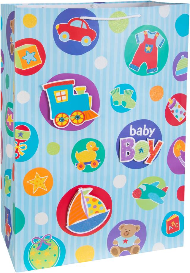 3D Baby Boy Gift Bag Front_Angled_Right