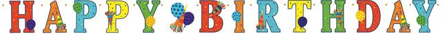 "Happy Birthday" Hanging Garland Banner Decoration, Multi-Coloured, Polka Dot, 10.75-ft, for Birthday Party Front_Flat