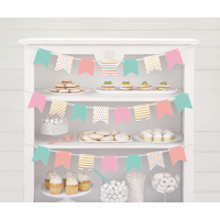 Mini Pastel Pennant Banner Kit, Gold Front_Flat