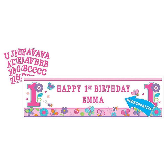 Banderole personnalisée 1er&nbsp;anniversaire Petite fille Front_Flat