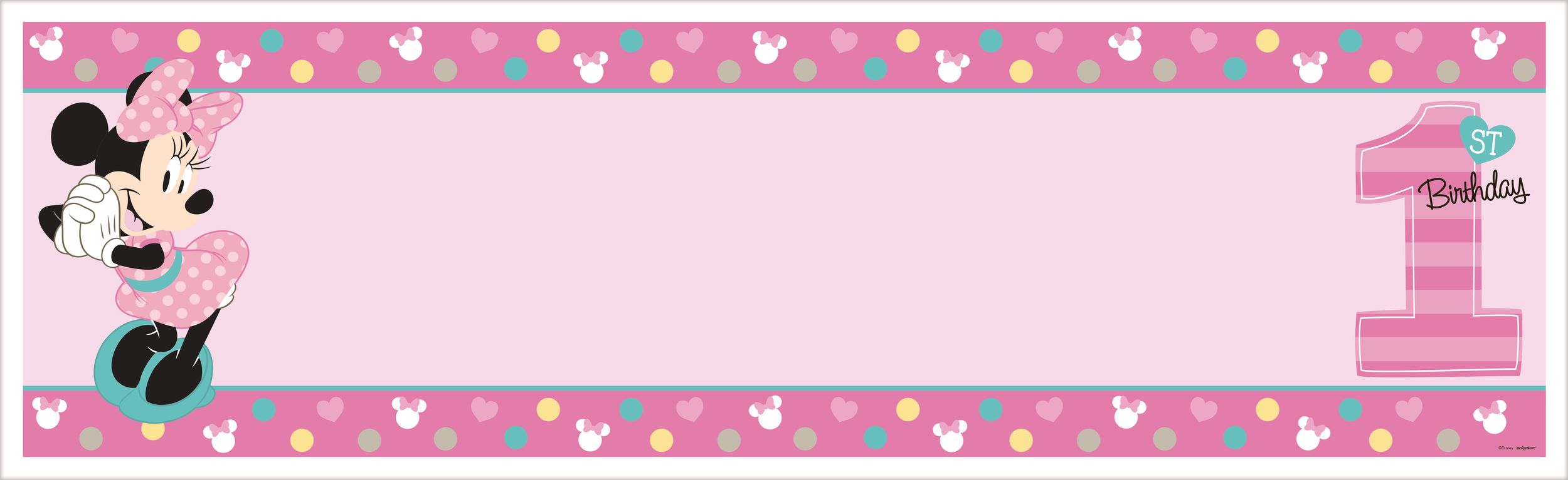1st Birthday Minnie Mouse Personalized Giant Banner Kit Front_Flat