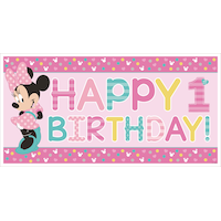 1st Birthday Minnie Mouse Banner Party Decoration Front_Flat