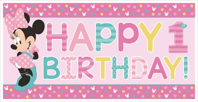 Banderole pour fête 1er&nbsp;anniversaire Minnie Mouse Front_Flat