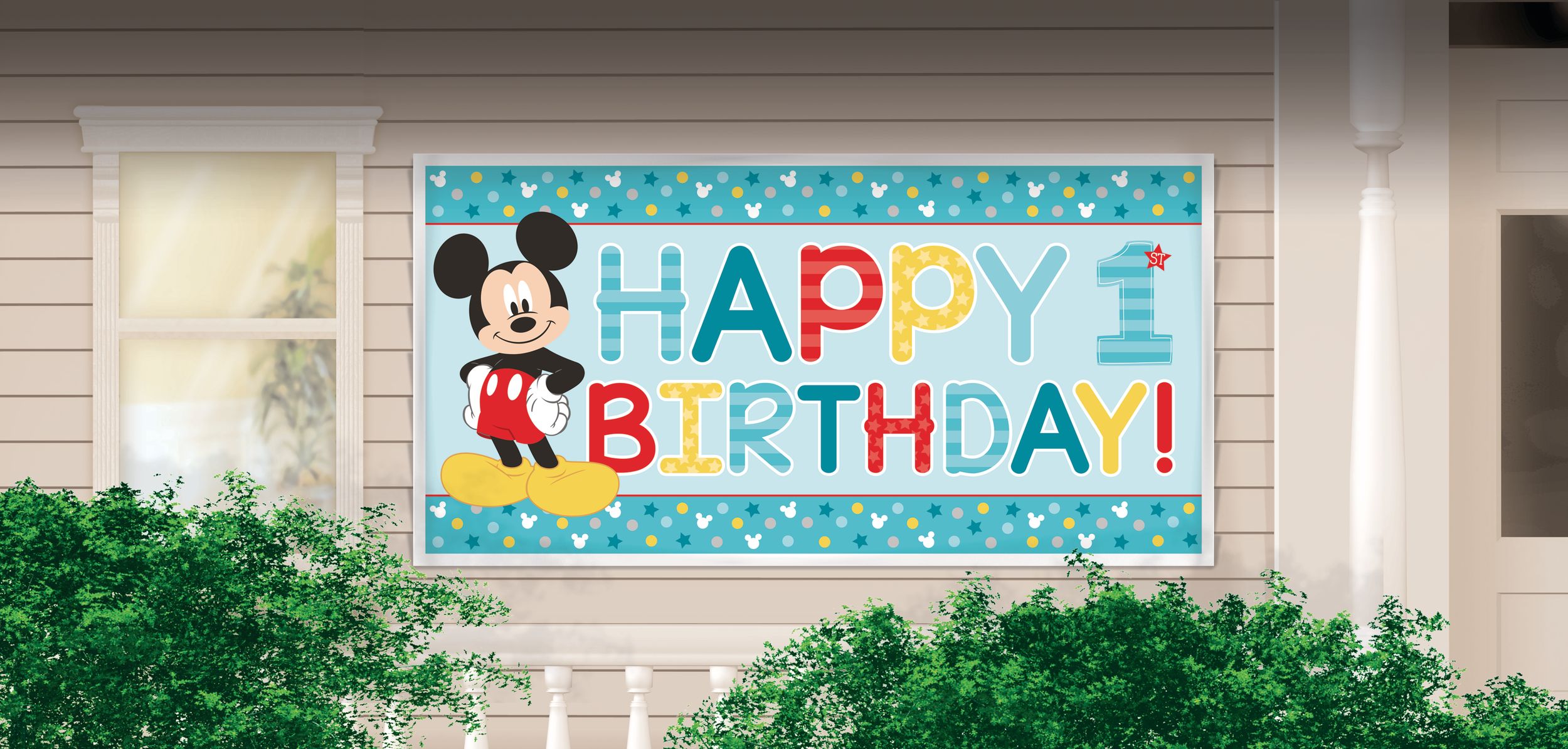 1st Birthday Mickey Mouse Banner Front_Flat