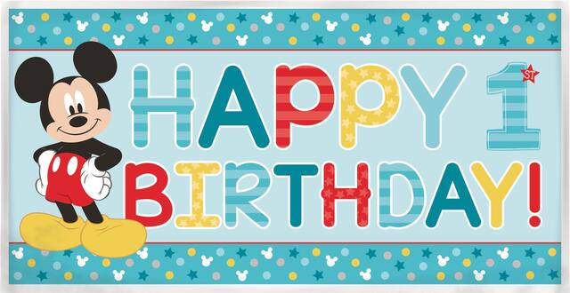 1st Birthday Mickey Mouse Banner Front_Flat