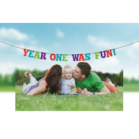 Glitter Year One Was Fun Letter Banner Front_Flat