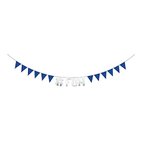 DIY Customizable Hanging Garland Banner Decoration, Blue, 20-ft, for Birthday/Bridal Shower/Graduation/Engagement Front_Flat