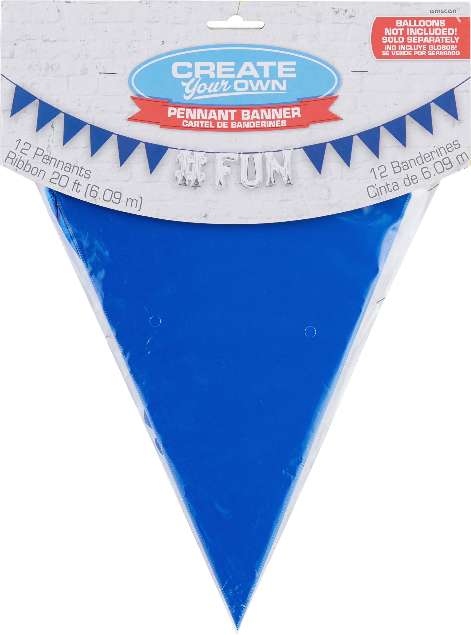 DIY Customizable Hanging Garland Banner Decoration, Blue, 20-ft, for Birthday/Bridal Shower/Graduation/Engagement Front_Flat