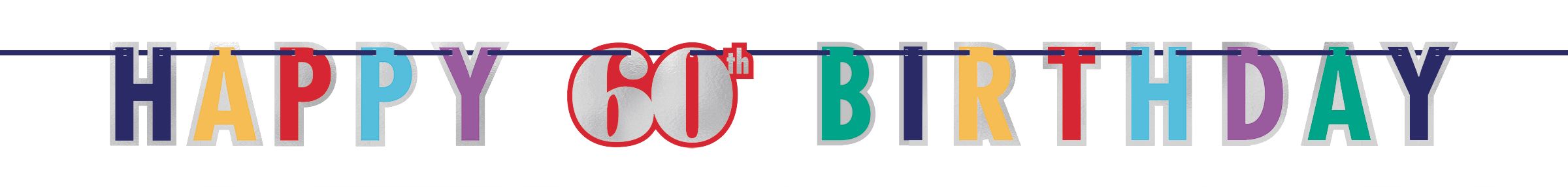 Here's to 60 Birthday Party Hanging Banner, 10.5-in Front_Flat