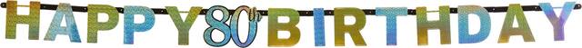 Milestone 80th Birthday Party Sparkling Banner Decoration, Gold/Silver, 7-ft Front_Flat