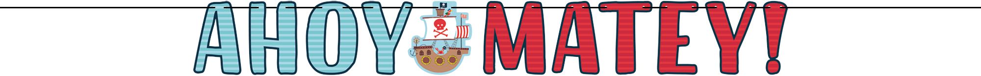 Banderoles pour fête d'anniversaire requin pirate, paq. 2 Front_Flat