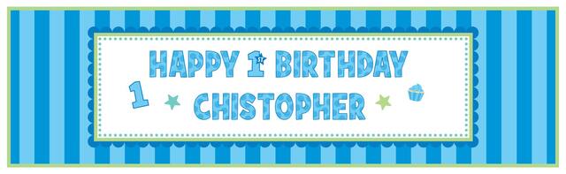 Banderole 1er anniversaire Garçon, 65 po x 20 po Front_Flat