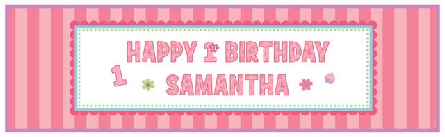 Banderole 1er anniversaire Fille, 65 po x 20 po Front_Flat