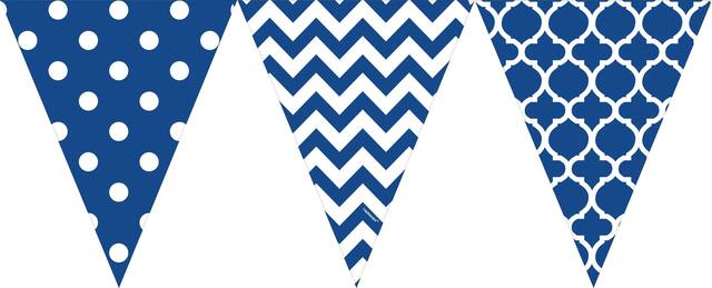 Royal Blue Patterned Pennant Banner CloseUp