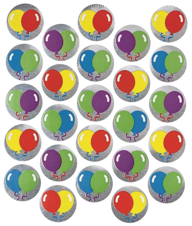 Balloon Seal Stickers, Multi-Coloured, 25-pk, for Birthday Party Front_Flat