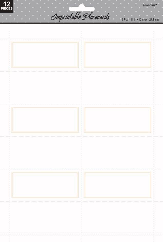 White Printable Place Cards 12 pk