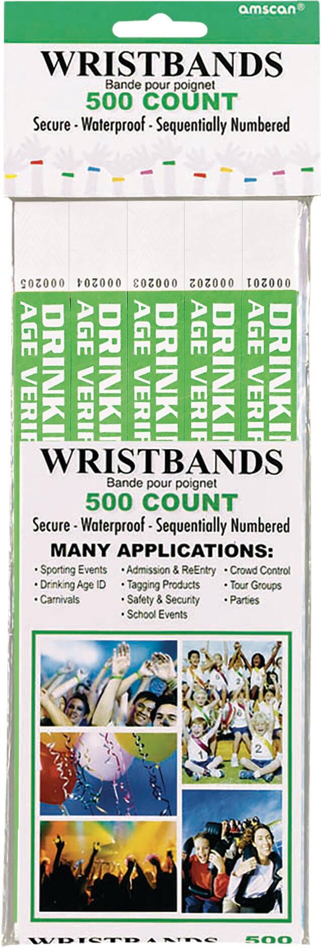 Bracelets étanches verts, paq. 500 Front_Flat