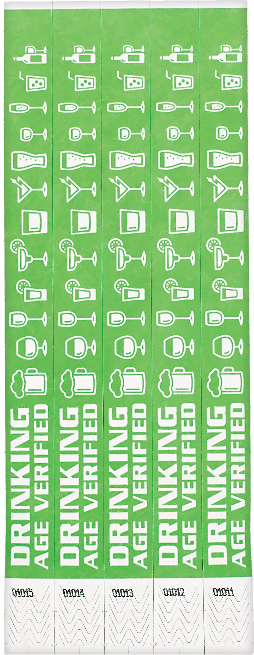 Green Waterproof Wristbands, 500-pk Overhead_Flat