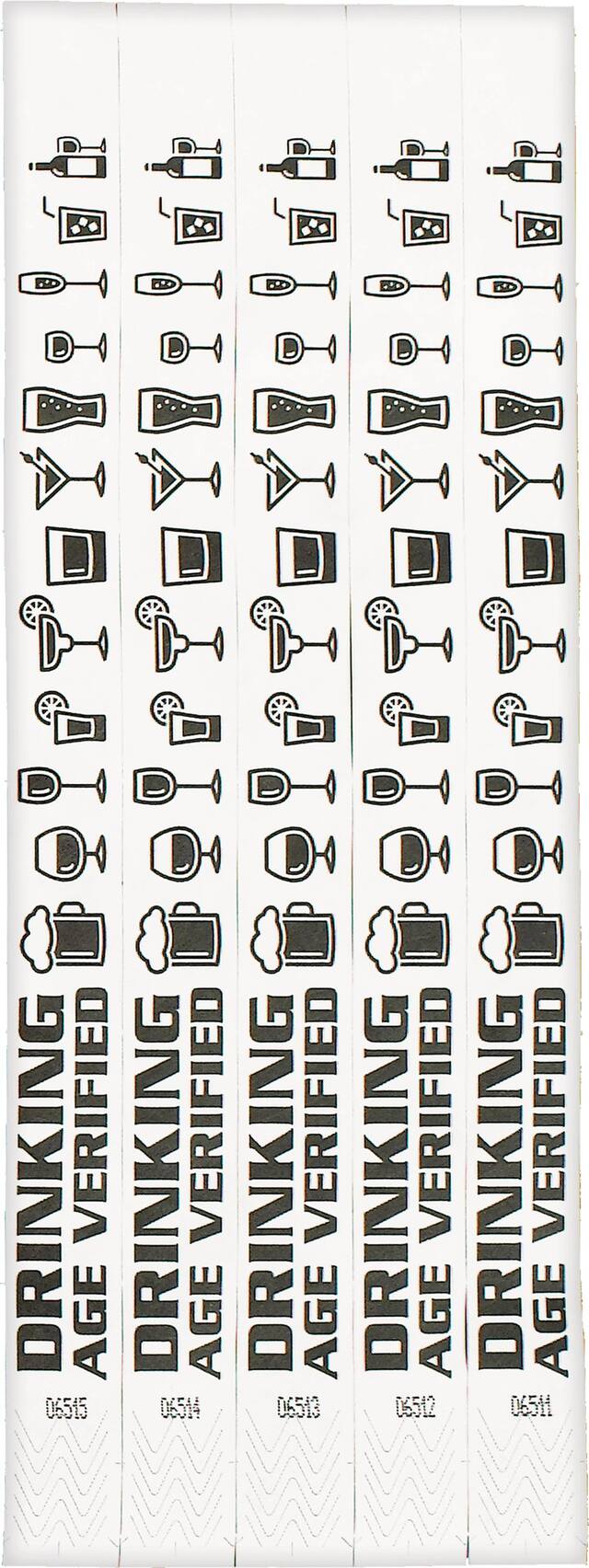 White Waterproof Wristbands, 500-pk Overhead_Flat