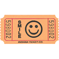 Smiley Ticket Roll, Orange, 2-in, 1000-pk, for Birthday Party