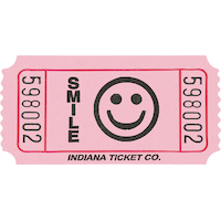 Smiley Ticket Roll, Pink, 2-in, 1000-pk, for Birthday Party