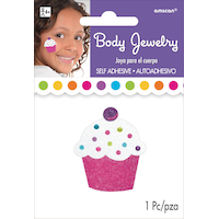 Autocollants scintillants de petits gâteaux pour le corps, rose/blanc, taille unique, accessoire à porter pour anniversaires Front_Flat